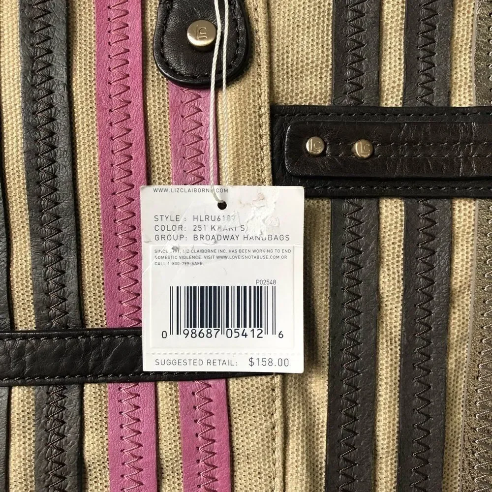 NWT Liz Claiborne Leather Trim Broadway Hand Bag